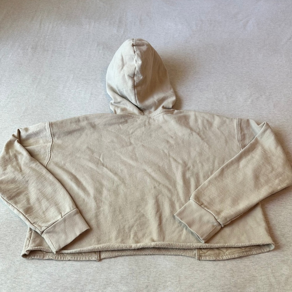 Wild Fable Women Tan Quilted Panel Cropped Hoodie Sweatshirt Size M RN17730 - Picture 8 of 8